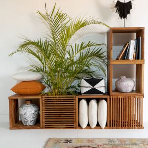Cube side table made of solid teak wood Hm9482