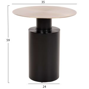 Cutty metal side table in black and antique brass D51x55.5cm Hm9723