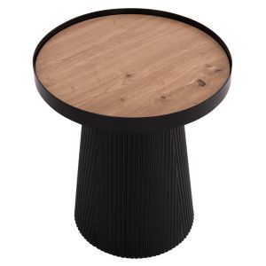Side table Denton Hm18023.01 MDF top in natural wood color-black base Φ45x51.5hcm.