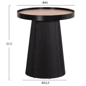 Side table Denton Hm18023.01 MDF top in natural wood color-black base Φ45x51.5hcm.