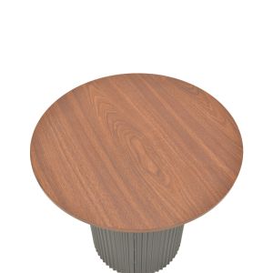 Dovel side table made of MDF in walnut - black color D50x45cm