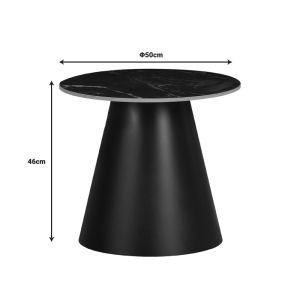 Side table Fabrin black marble sintered stone-black metal D50x46cm