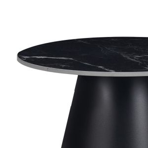 Side table Fabrin black marble sintered stone-black metal D50x46cm