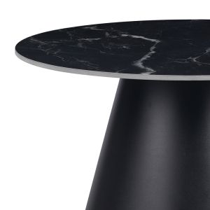 Side table Fabrin black marble sintered stone-black metal D70x40cm