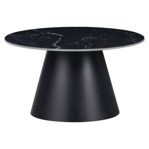 Fabrin side table black marble, sintered stone-black metal