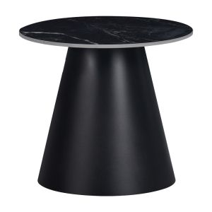 Fabrin side table black marble, sintered stone-black metal