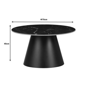 Fabrin side table black marble, sintered stone-black metal