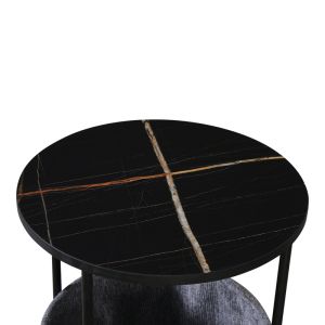 Fredami side table in black marble look D40x50cm