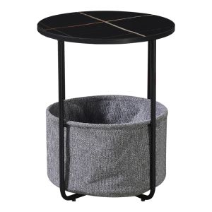 Fredami side table in black marble look D40x50cm
