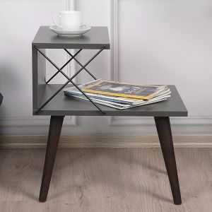 Gather side table anthracite/walnut 50x40x55cm