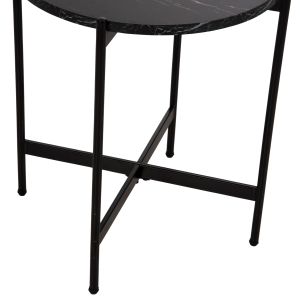 Side table Hm9589,01 Mdf black marble-black metal base D50x55hcm