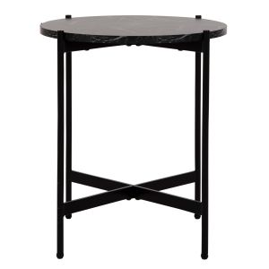 Side table Hm9589,01 Mdf black marble-black metal base D50x55hcm