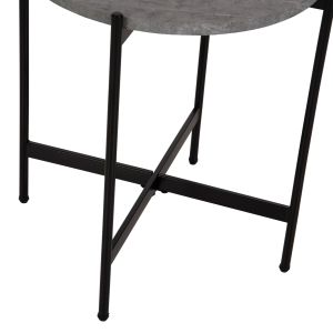 Side table Hm9589.02 MDF gray marble-black metal base D50x55hcm