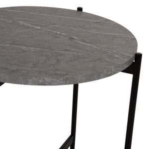 Side table Hm9589.02 MDF gray marble-black metal base D50x55hcm