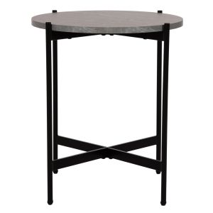 Side table Hm9589.02 MDF gray marble-black metal base D50x55hcm