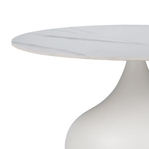 Side table Kirkene white marble sintered stone and white metal 2pcs