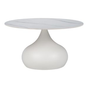 Side table Kirkene white marble sintered stone and white metal 2pcs