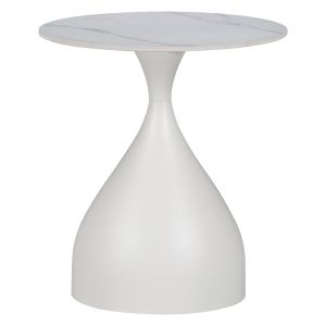 Side table Kirkene white marble sintered stone and white metal 2pcs