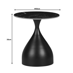 Side table Kirkene white marble color sintered stone and white metal D50x50cm