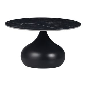 Kirkene side table black marble, sintered stone and black metal 2 pcs