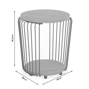 Side table Leif oak color with black metal stand D40x46.5cm