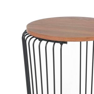 Side table Leif oak color with black metal stand D40x46.5cm