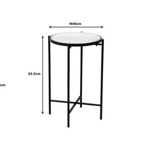 Side table Luxere black metal-white marble D40x65.5cm