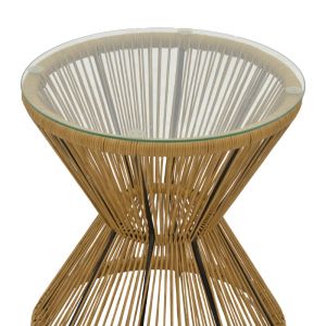 Side table Mabil natural rattan-glass D50x55cm