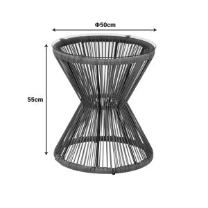 MABIL SIDE TABLE MADE OF GLASS - RATTAN IN GREY COLOR D50X55CM