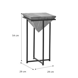 Side table Miles Industrial acacia solid wood with metal frame 29x29x54cm