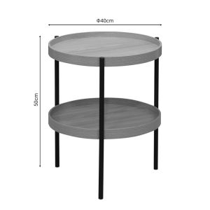 Portogie side table with Mdf top and black metal legs D40x50cm