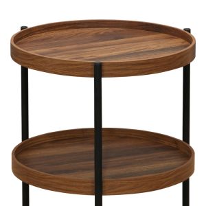 Portogie side table with walnut-colored Mdf top and black metal legs D40x50cm