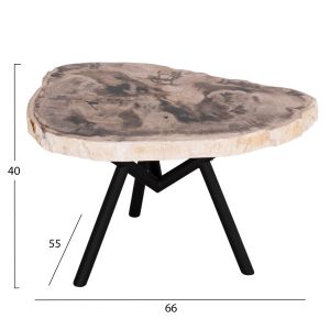 Side table Saman Hm9931 metal black legs-petrified wood top 70x55x40hcm.