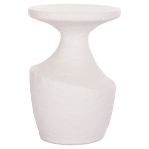 Side table Santorin Rebon Hm18156.02l fiber cement in white Color--φ40x56.5hcm
