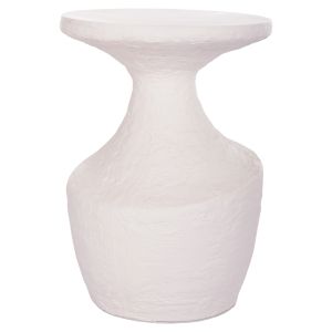Side table Santorin Rebon Hm18156.02l fiber cement in white Color--φ40x56.5hcm