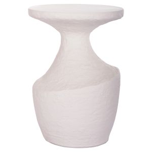 Side table Santorin Rebon Hm18156.02l fiber cement in white Color--φ40x56.5hcm