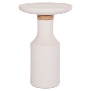 Side table Santorin Tred(t) Hm18169.02 fiber cement in white natural rattan -- Φ40x61in cm.