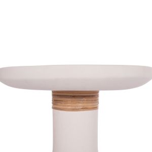 Side table Santorin Tred(t) Hm18169.02 fiber cement in white natural rattan -- Φ40x61in cm.