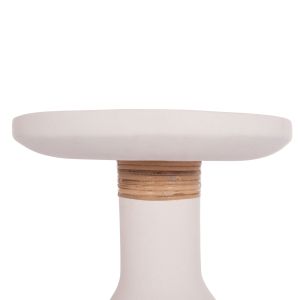 Side table Santorin Tred(t) Hm18169.02 fiber cement in white natural rattan -- Φ40x61in cm.