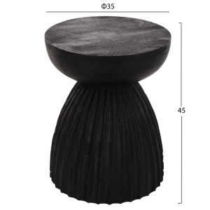 Помощна маса Scallop Hm9702 от масивно мангово дърво в черен цвят D35x45hcm