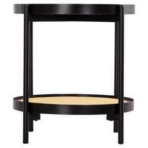 Side table Seitz Hm18031 glass top-metal-rattan in natural Φ50x55.5hcm.