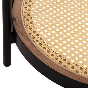 Side table Seitz Hm18031 glass top-metal-rattan in natural Φ50x55.5hcm.