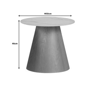 Side table Soleire white marble sintered stone D50x46cm
