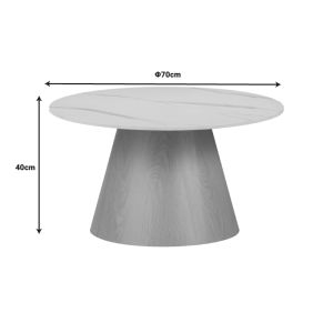 Side table Soleire white marble sintered stone D70x40cm