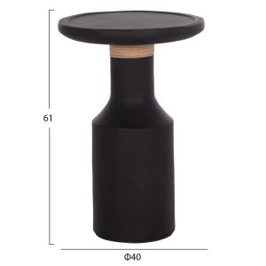 Side table Tred(t) Hm18169.01 fiber cement in black - natural rattan - Φ40x61hcm.