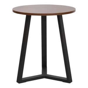Trepolo side table in walnut color and black metal D45x52cm