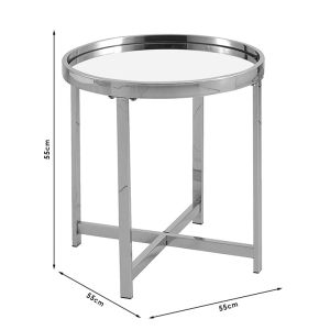 Side table Tristan steel and glass D55x55cm
