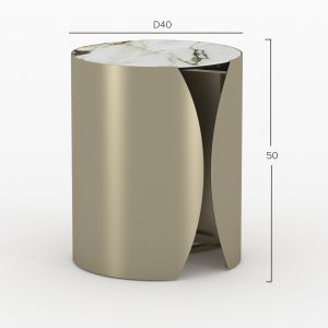 Помощна маса кръгла Obsession Sm18090 керамичен плот със стъкло-метални крака D40x50всм.