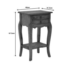 Side table with drawers Florellia natural antique mahogany wood 40x31x67.5cm