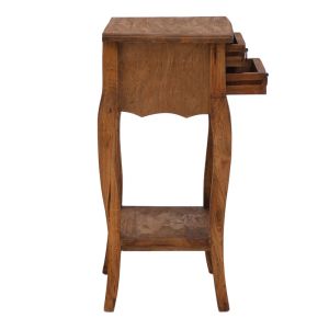 Side table with drawers Florellia natural antique mahogany wood 40x31x67.5cm